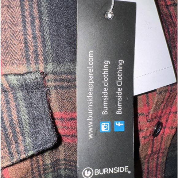 Burnside Men’s Plaid Flannel Shirt Crimson Red Size XL NWT Camping Grunge - Picture 10 of 13